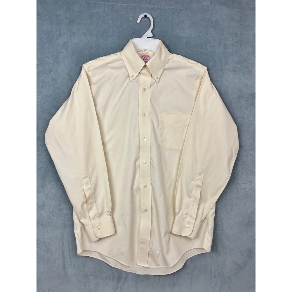 Brooks Brothers Mens 14.5-32 Traditional Fit Non-Iron Cotton Cream Dress Shirt